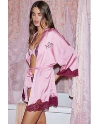 Out From Under - Wild Lovers X Satin Lace-Trim Robe - Lyst
