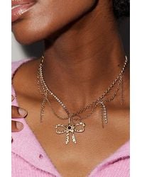Urban Outfitters - Josie Textured Bow Necklace - Lyst