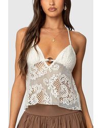 Edikted - Sheer Crochet Babydoll Halter Top - Lyst