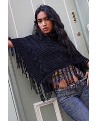 Urban Outfitters - Uo Roll Neck Cable Knit Poncho - Lyst