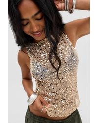 Motel - Gold Dudley Sequin Vest Top Jacket - Lyst
