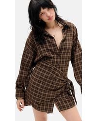 BDG - Cordelia Check Long Sleeve Mini Dress - Lyst