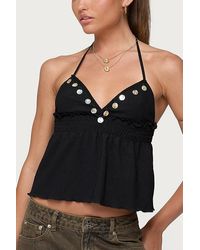 Edikted - Textured Iridescent Babydoll Halter Top - Lyst