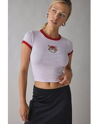 BDG - Too Perfect Beret Cat Graphic Ringer Baby Tee - Lyst