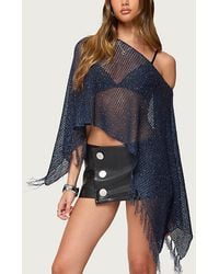 Edikted - Sequin Fringe Knit Poncho Top - Lyst