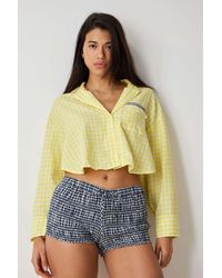 Out From Under - Pj Party Cropped Button-through Shirt - Lyst