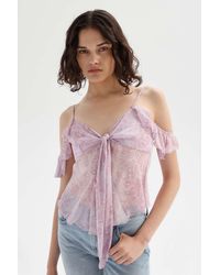 Urban Outfitters Uo Colette Paisley Cold-shoulder Top - Multicolor