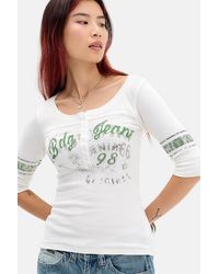 BDG - Appliqué 3/4 Sleeve Henley Graphic Tee - Lyst