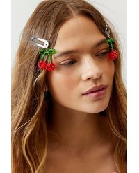 Urban Outfitters - Cherry Beaded Snap Clip Set - Lyst