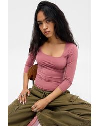 Urban Outfitters - Uo Ana Slinky Ruched 3/4 Sleeve Top - Lyst