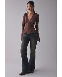 Kimchi Blue - Irene Sheer Lace Ruffle Bell Sleeve Top - Lyst