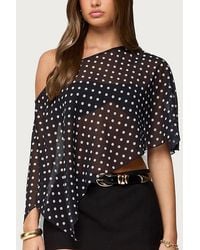 Edikted - Sheer Chiffon Asymmetric Polka Dot Poncho Top - Lyst