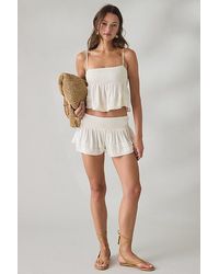 Kimchi Blue - Coffee Date Flutter Lace Trim Shorts 2-Piece Set Top - Lyst