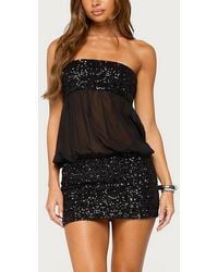 Edikted - Feyla Sequin Chiffon Strapless Mini Dress - Lyst