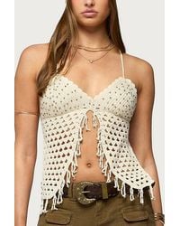 Edikted - Maggie Bead Split Front Backless Crochet Top - Lyst