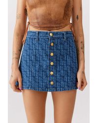 Wrangler Printed Denim Mini Skirt - Blue