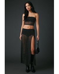 Urban Outfitters - Uo A Girl's Best Friend Rhinestone Studded Sheer Mesh Skirt 2-Piece Set - Lyst