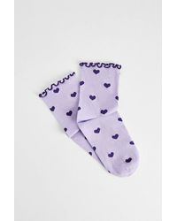 Out From Under - Heart Polka-dot Lettuce Edge Ankle Socks - Lyst