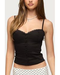 Edikted - Helenna Button Front Lace Up Top - Lyst