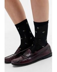 Out From Under - Floral Embroidered Socks - Lyst