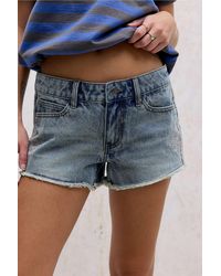 Ed Hardy - Uo Exclusive Tiger Embroidered Denim Shorts - Lyst
