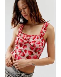 Urban Renewal - Remnants Strawberry Ruffle Cropped Tank Top - Lyst
