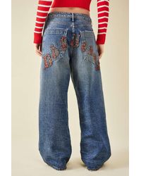 BDG - Jaya Baggy Check Applique Jeans - Lyst