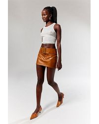 Lioness - Uma Faux Leather Belted Micro Mini Skirt - Lyst