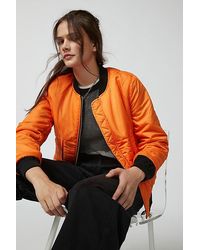 Alpha Industries Ma 1 Cropped Bomber Jacket With Rose Gold Zip in Black Lyst