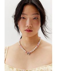 Urban Outfitters - Beaded Bow Charm Necklace - Lyst