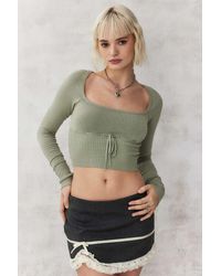 Urban Outfitters - Uo Edison Long-sleeved Ribbon-tie Top - Lyst
