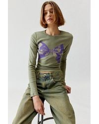 Urban Outfitters - Sweet Bow Long Sleeve Baby Tee - Lyst