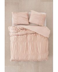 Urban Outfitters Cotton Cinched Jersey Duvet Cover In Rose Pink