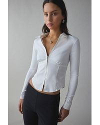 Silence + Noise - Hailey Zip-Up Slim Shirt Top - Lyst
