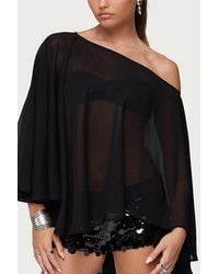 Edikted - Sheer Chiffon Asymmetric Poncho Top - Lyst