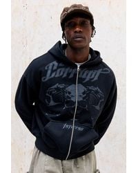 Urban Outfitters - Uo Black Corrupt Zip-through Hoodie - Lyst