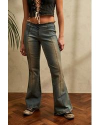 BDG Vintage Bleached Raw-cut Missy Flare Jeans - Multicolour