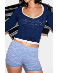 Out From Under - Textured Lace Trim Shorts Xs At Urban Outfitters - Lyst