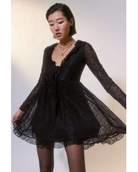 Urban Outfitters - Uo Janet Lace Long Sleeve Mini Dress - Lyst