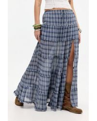 Urban Outfitters - Uo Sadie Check Prairie Maxi Skirt - Lyst