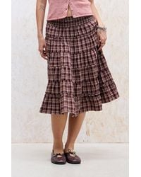 Kimchi Blue - Ella Check Prairie Midi Skirt - Lyst