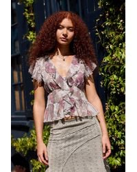 Kimchi Blue - Wren Waterfall Chiffon Blouse - Lyst