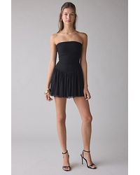 urban outfitters hanna embroidered scalloped babydoll mini dress L18162