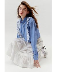 Urban Renewal - Remade Raw Cropped Ruffle Front Shirt - Lyst