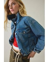 Steve Madden - Allyson Funnel Neck Denim Jacket - Lyst