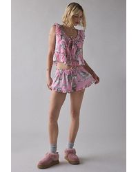 Out From Under - Love Letters Ruffle Babydoll Top + Micro Short Pj Set - Lyst