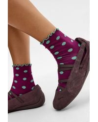 Out From Under - Polka-dot Lettuce Edge Socks - Lyst