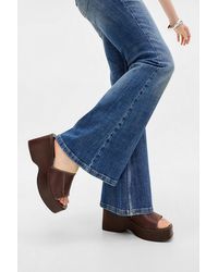 Urban Outfitters - Uo Brown Haze Flatform Wedge Leather Sandals - Lyst