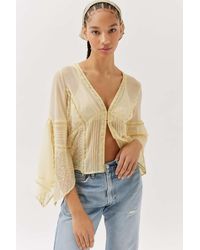 Urban Outfitters - Uo Luna Sheer Long Sleeve Blouse - Lyst