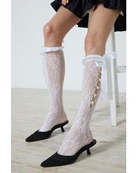 Urban Outfitters - Lacey Lace-Up Knee High Sock - Lyst